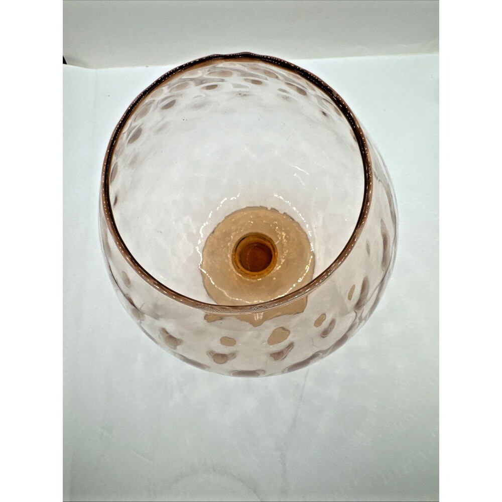 MCM Vtg Empoli Italian Pink Optic Blown Glass Vase Brandy Snifter Footed Bowl - Picture 4 of 4